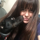 author with her dog